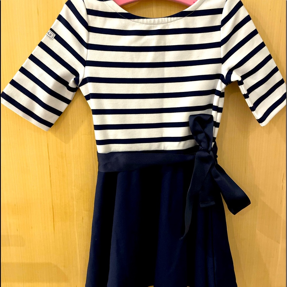 New Polo 3T dress nautical stripes with ribbon belt
